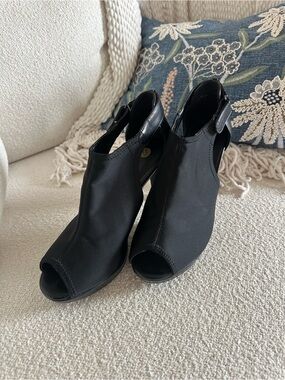 C.P. Company Black Peep-Toe Slingback Heels